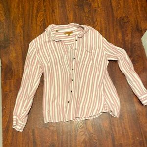 Women’s medium button up long sleeve. Pink and white stripe.